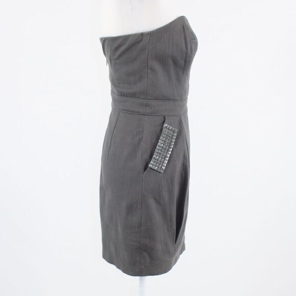 Badgley Mischka gray denim dress 2 - Picture 5 of 8